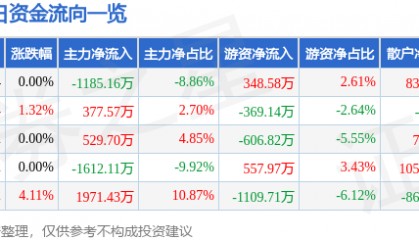股票行情快报：*ST金科（000656）2月12日主力资金净卖出1185.16万元