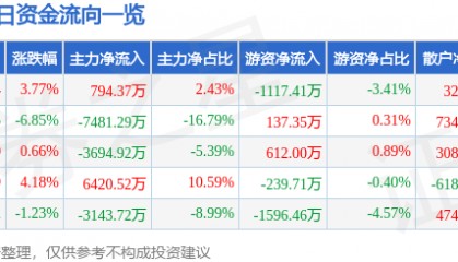 股票行情快报：同有科技（300302）2月19日主力资金净买入794.37万元