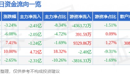 东华软件（002065）9月25日主力资金净卖出2.41亿元