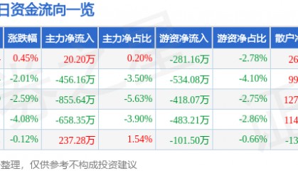 股票行情快报：德赛电池（000049）1月6日主力资金净买入20.20万元