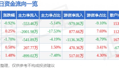 股票行情快报：德赛电池（000049）12月25日主力资金净卖出553.46万元